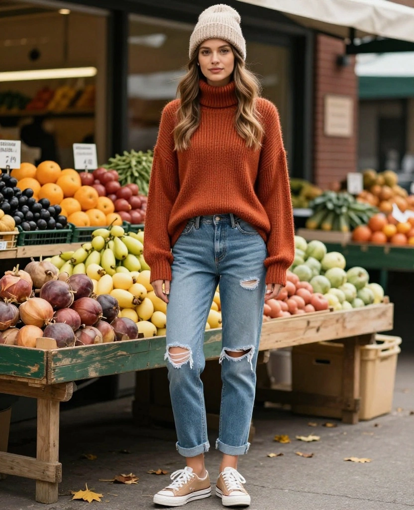 12 Chic Boston Outfit Ideas for November (Try #8 for a Bold Look!) 15 What to Wear in Boston in November 12 Chic Boston Outfit Ideas for November (Try #8 for a Bold Look!) - 3. Cozy Turtleneck with Distressed Jeans 1