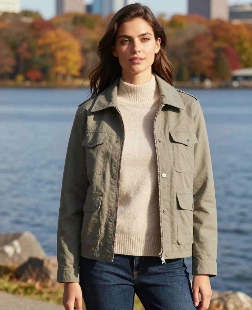12 Chic Boston Outfit Ideas for November (Try #8 for a Bold Look!) 45 What to Wear in Boston in November 12 Chic Boston Outfit Ideas for November (Try #8 for a Bold Look!) - 7. Utility Jacket with Mock Neck Sweater 1