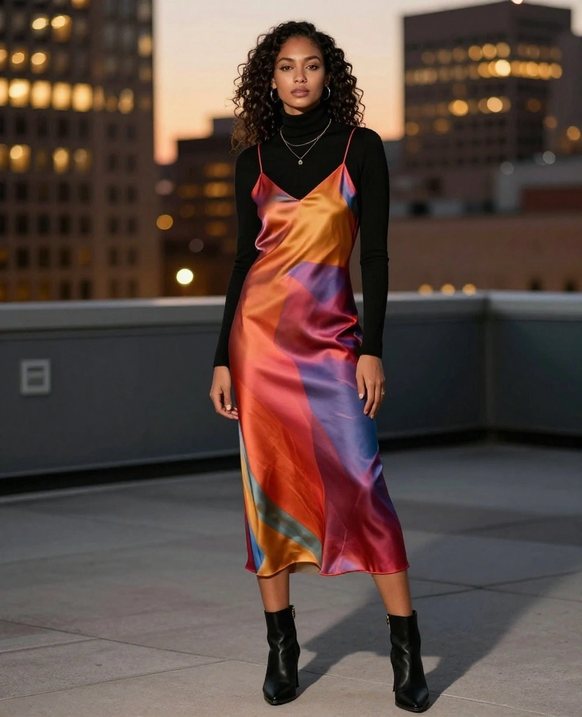 12 Chic Layering Ideas for Dallas in October (Get Ready for #8!) 22 What to Wear in Dallas in October 12 Chic Layering Ideas for Dallas in October (Get Ready for #8!) - 4. Layered Turtleneck Under a Slip Dress 1