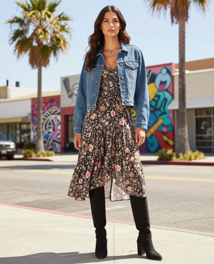 12 Chic Outfit Ideas for San Diego in December That Will Turn Heads! 8 What to Wear in San Diego in December 12 Chic Outfit Ideas for San Diego in December That Will Turn Heads! - 2. Layered Midi Dress with a Jacket 1
