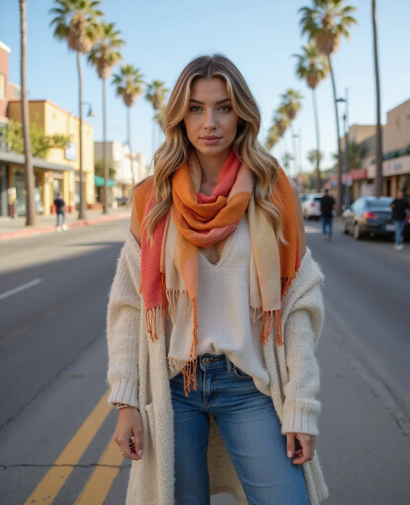 12 Chic Outfits for San Diego in November That Will Make You the Talk of the Town! 45 what to wear in San Diego in November 12 Chic Outfits for San Diego in November That Will Make You the Talk of the Town! - 7. Fun Layering with Scarves 1