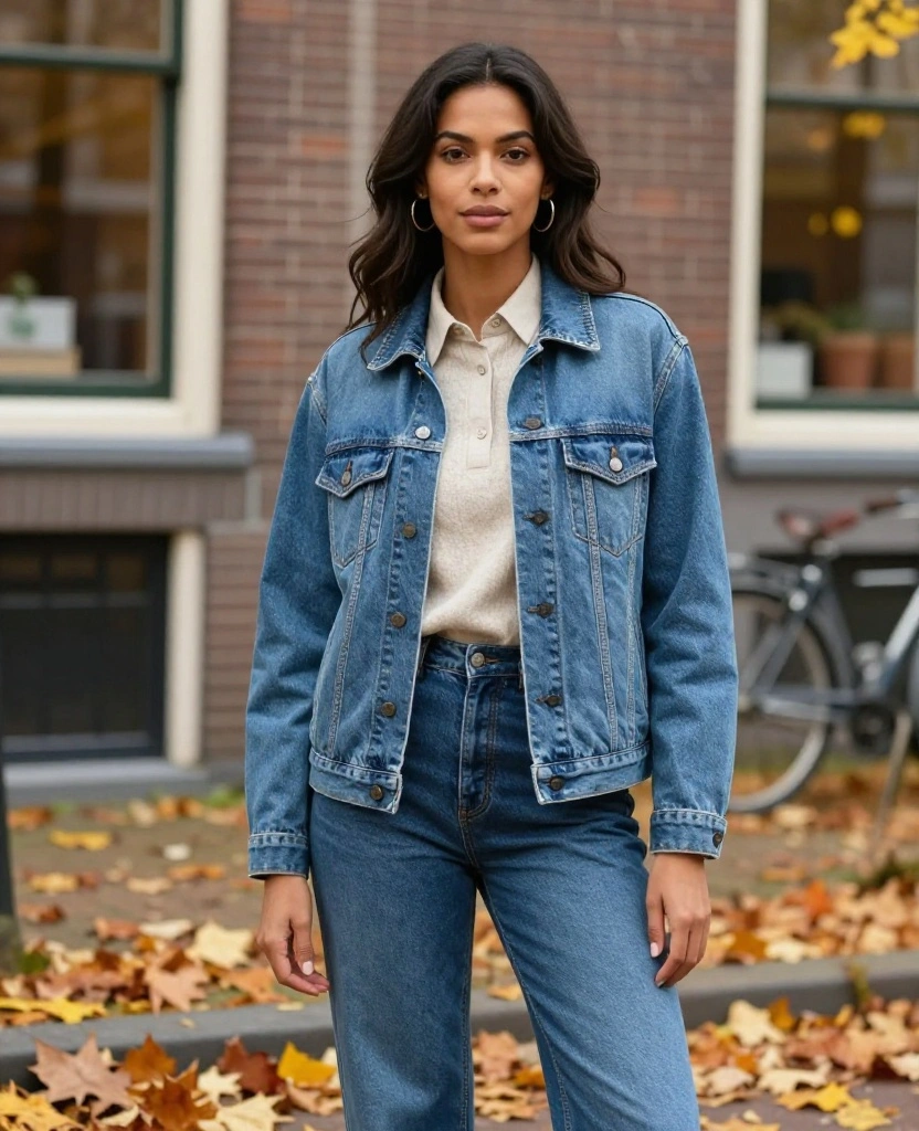 12 Cozy and Chic Outfits Perfect for Amsterdam in November (Trust Us, #4 Is a Game Changer!) 36 What to Wear in Amsterdam in November 12 Cozy and Chic Outfits Perfect for Amsterdam in November (Trust Us, #4 Is a Game Changer!) - 6. Classic Denim Jacket with Layered Tops 1