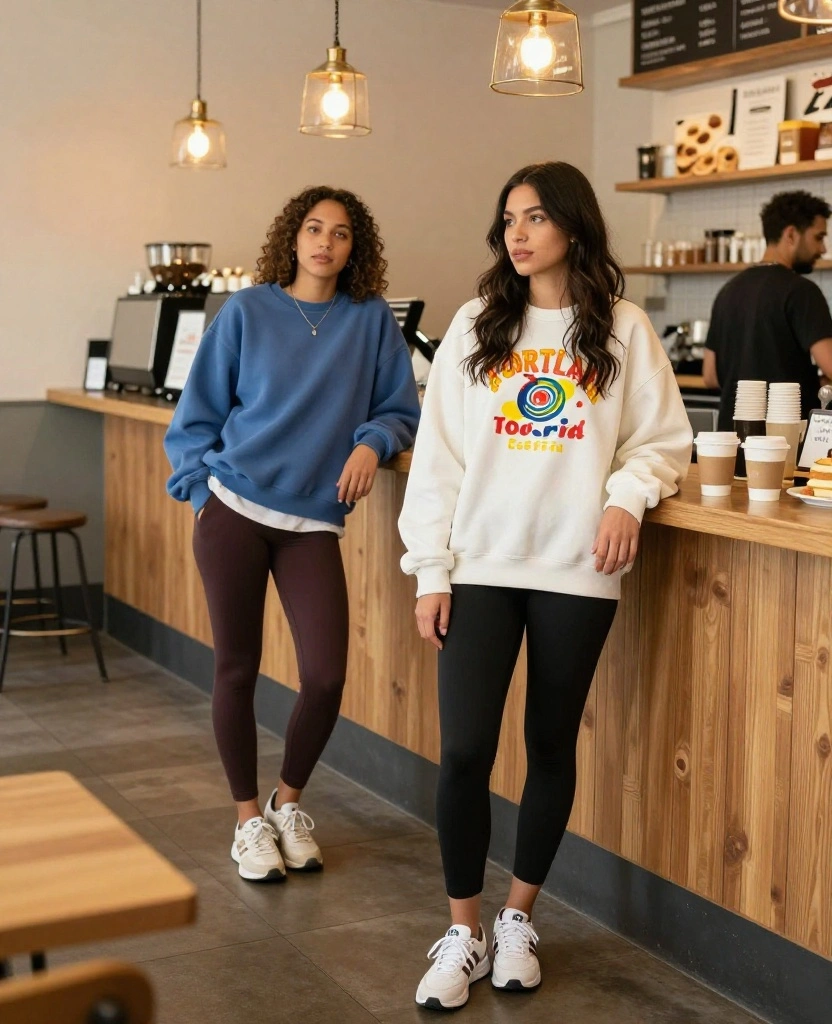 12 Trendy Looks for a Portland Adventure This October (Don't Miss #8!) 29 What to Wear in Portland in October 12 Trendy Looks for a Portland Adventure This October (Don't Miss #8!) - 5. Oversized Sweatshirts and Leggings 1