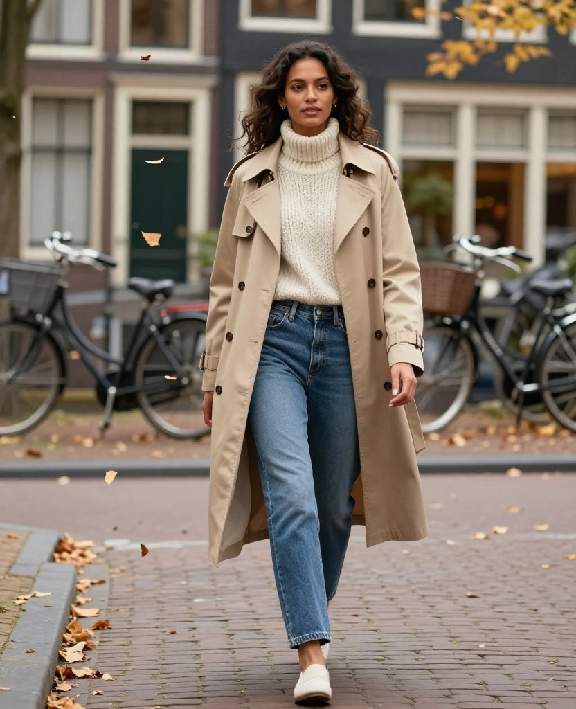 13 Cozy Fall Outfits for Your Amsterdam Adventure in October (You Won't Believe #7!) 8 What to Wear in Amsterdam in October 13 Cozy Fall Outfits for Your Amsterdam Adventure in October (You Won't Believe #7!) - 2. Chic Throwover: Trench Coat & Cozy Layers 1