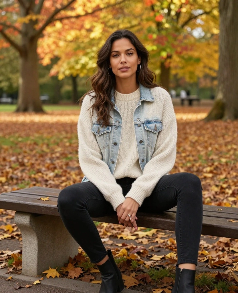 13 Cozy Fall Outfits for Your Amsterdam Adventure in October (You Won't Believe #7!) 15 What to Wear in Amsterdam in October 13 Cozy Fall Outfits for Your Amsterdam Adventure in October (You Won't Believe #7!) - 3. Casual Comfort: Denim Jacket & Layered Knitwear 1