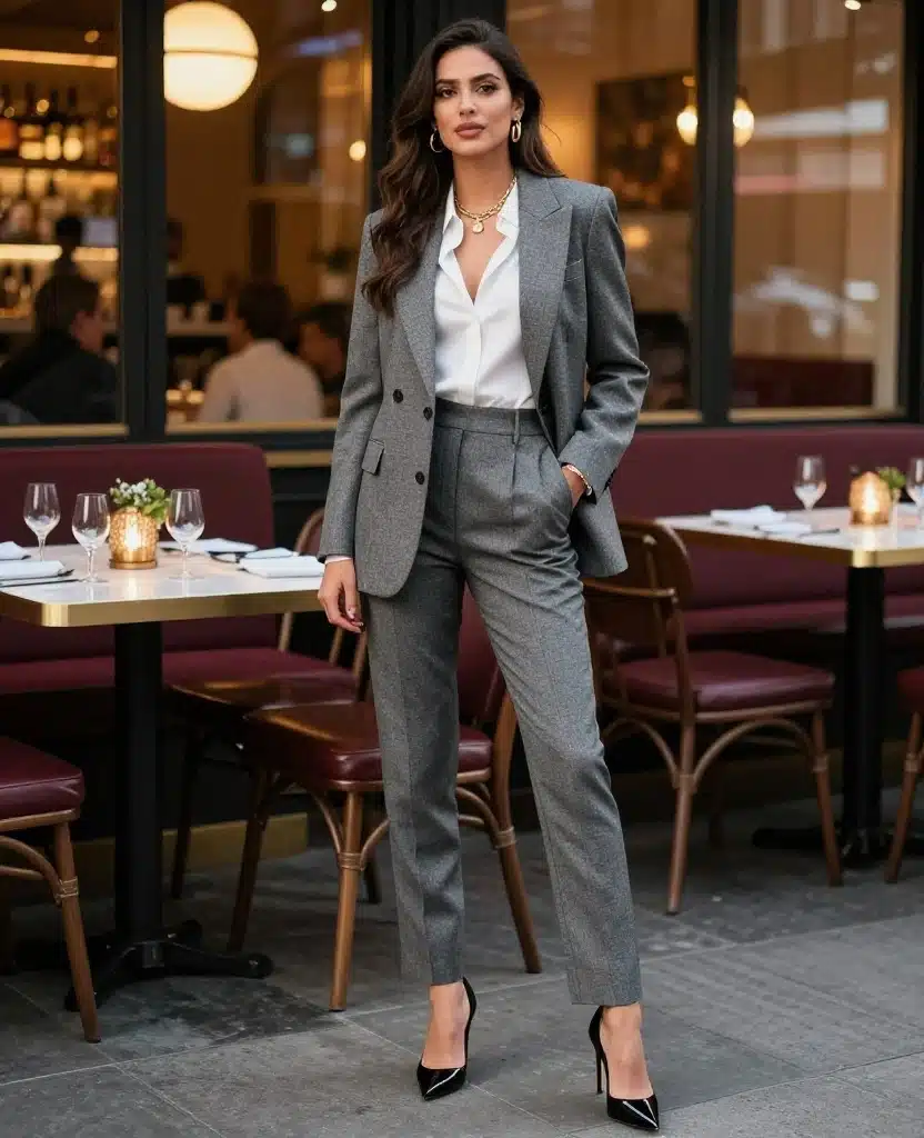 13 Essential Outfits to Pack for LA in October (Travel Light with #5!) 60 What to Wear in Los Angeles in October 13 Essential Outfits to Pack for LA in October (Travel Light with #5!) - 10. Tailored Trousers and Blazer 1