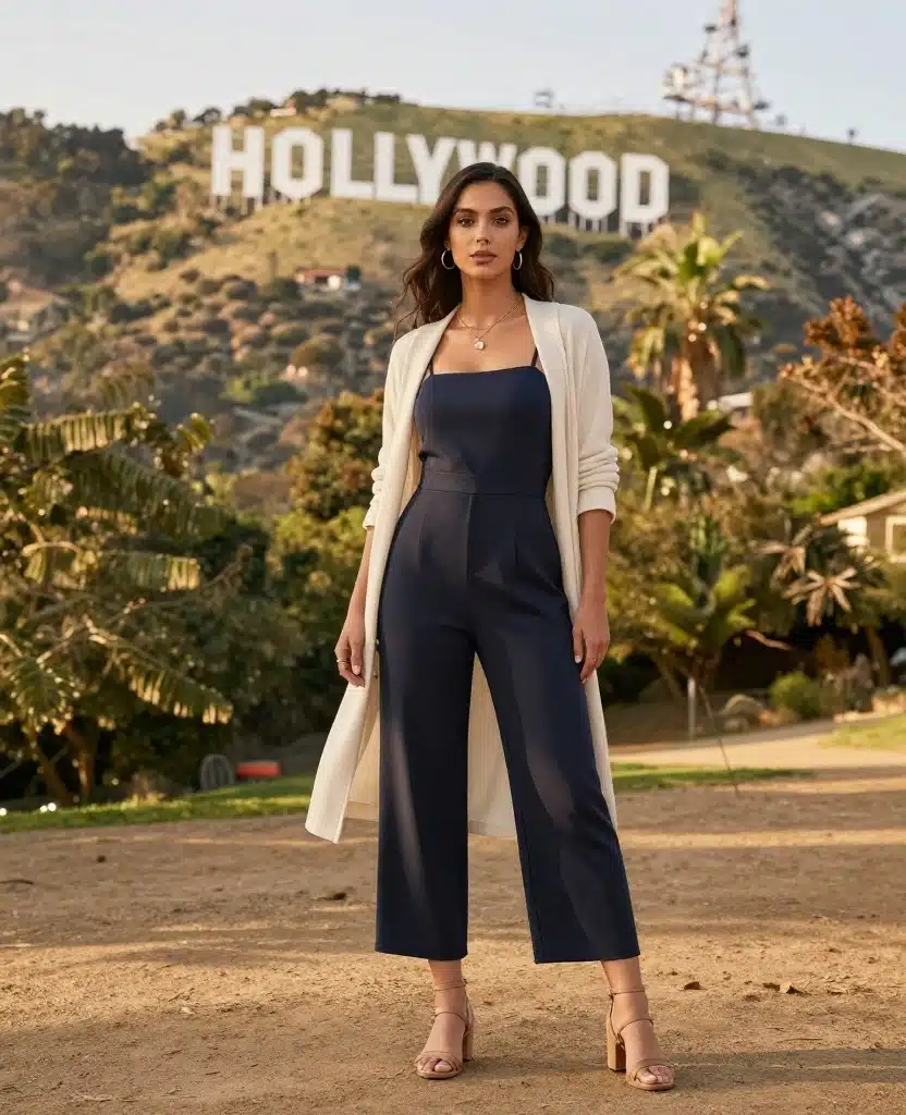 13 Essential Outfits to Pack for LA in October (Travel Light with #5!) 15 What to Wear in Los Angeles in October 13 Essential Outfits to Pack for LA in October (Travel Light with #5!) - 3. Lightweight Jumpsuit 1