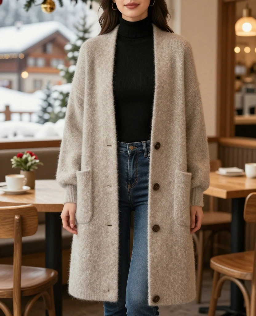 13 Essential Switzerland Winter Outfits That Will Keep You Stylish and Warm! 73 What to Wear in Switzerland in December 13 Essential Switzerland Winter Outfits That Will Keep You Stylish and Warm! - 11. Layering with Long Cardigans 1