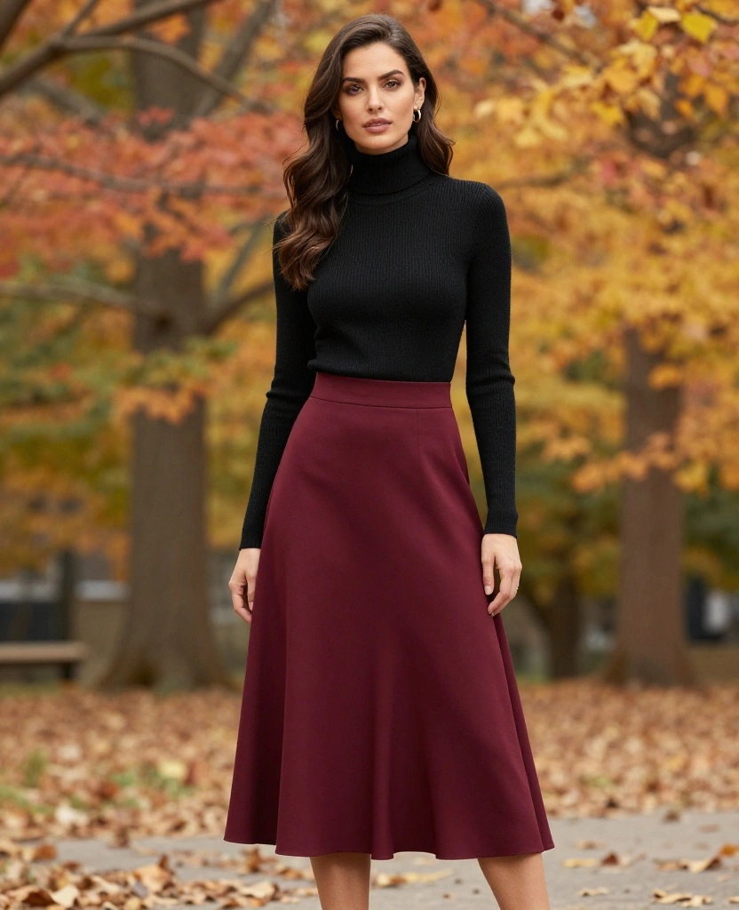 13 Stylish Chicago Autumn Outfits That’ll Turn Heads This November! 34 What to Wear in Chicago in November 13 Stylish Chicago Autumn Outfits That’ll Turn Heads This November! - 6. Elegant Midi Skirts 1