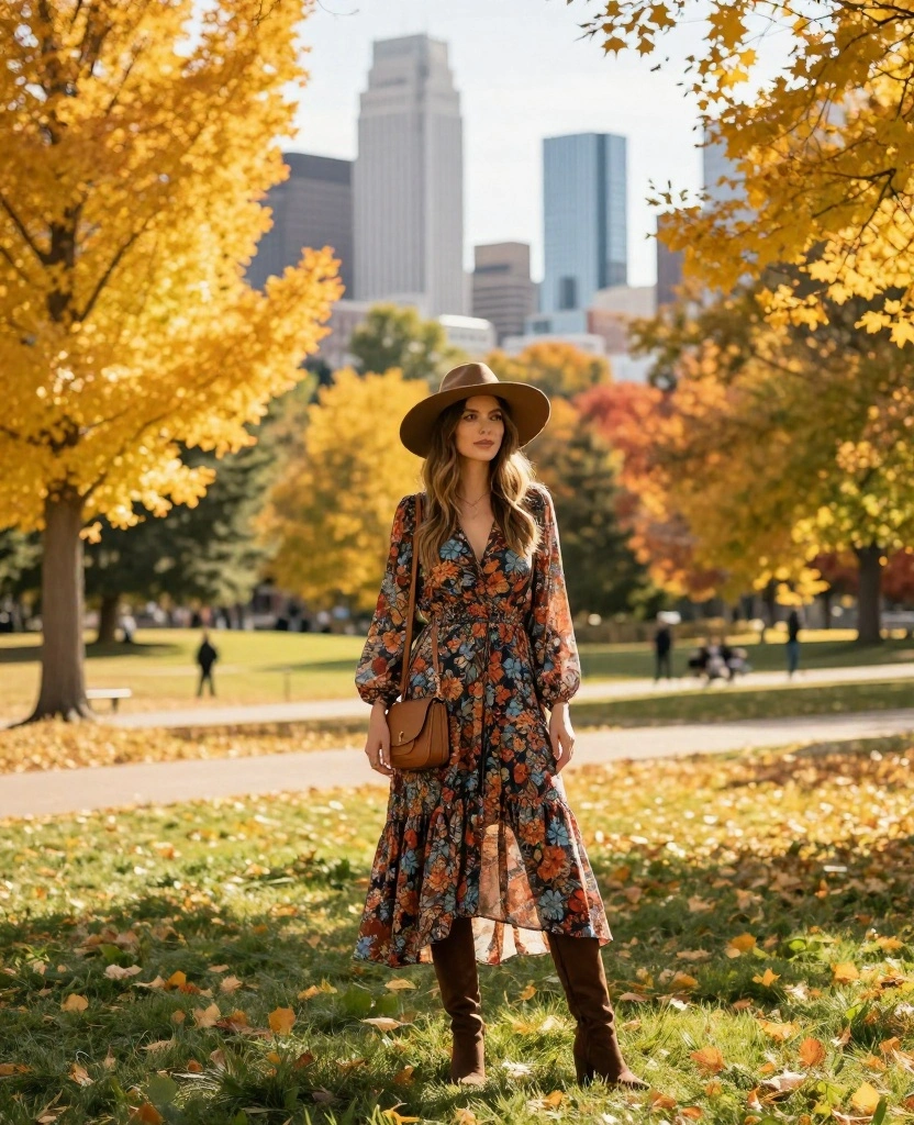 13 Stylish Outfits to Rock in Denver This October (Pack These Essentials!) 8 What to Wear in Denver in October 13 Stylish Outfits to Rock in Denver This October (Pack These Essentials!) - 2. Fun with Fall Dresses 1