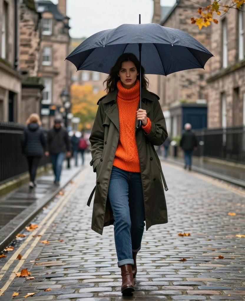 13 Travel Outfits Perfect for October in Edinburgh (Find Out What to Wear!) 8 What to Wear in Edinburgh in October 13 Travel Outfits Perfect for October in Edinburgh (Find Out What to Wear!) - 2. Rainy Day Chic 1