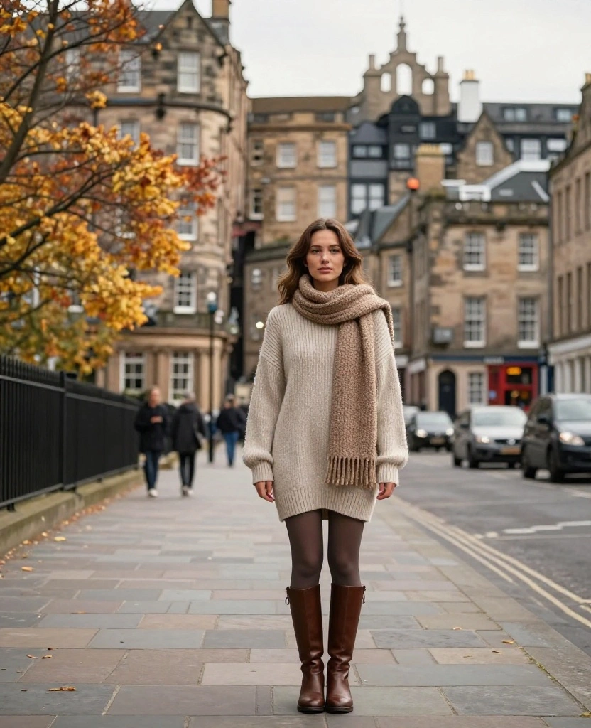 13 Travel Outfits Perfect for October in Edinburgh (Find Out What to Wear!) 29 What to Wear in Edinburgh in October 13 Travel Outfits Perfect for October in Edinburgh (Find Out What to Wear!) - 5. Warm and Snuggly with Sweater Dresses 1