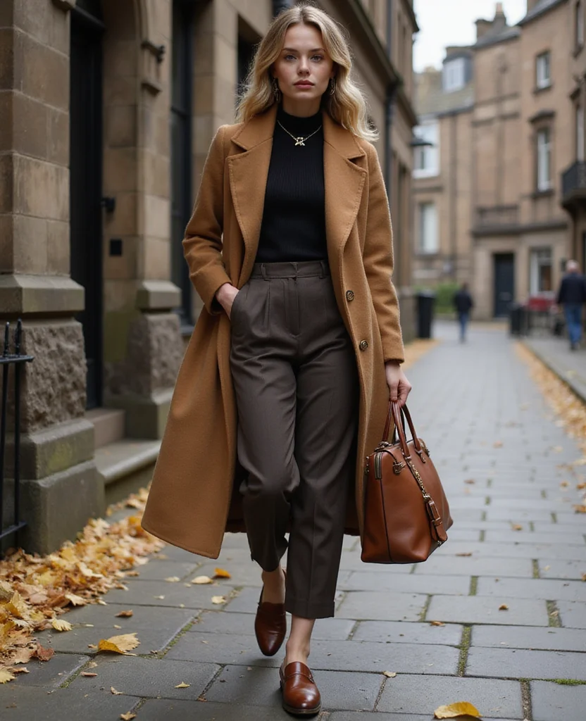 13 Travel Outfits Perfect for October in Edinburgh (Find Out What to Wear!) 45 What to Wear in Edinburgh in October 13 Travel Outfits Perfect for October in Edinburgh (Find Out What to Wear!) - 7. Vintage Vibes with High-Waisted Trousers 1