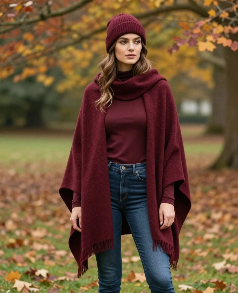 13 Travel Outfits Perfect for October in Edinburgh (Find Out What to Wear!) 52 What to Wear in Edinburgh in October 13 Travel Outfits Perfect for October in Edinburgh (Find Out What to Wear!) - 8. Playful Layers with Ponchos 1