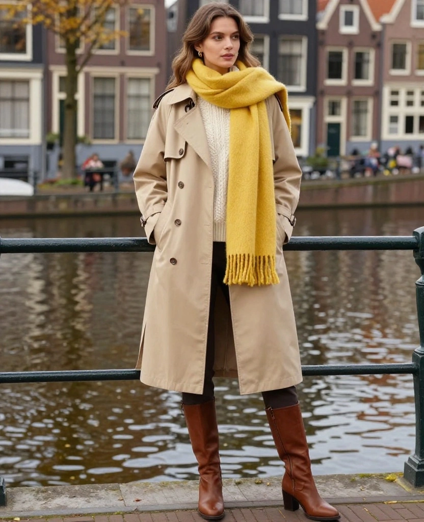 13 Trendy Outfit Ideas for Your Amsterdam Adventure This September! 1 what to wear in Amsterdam in September 13 Trendy Outfit Ideas for Your Amsterdam Adventure This September! - 1. Layered Neutrals with a Pop of Color 1