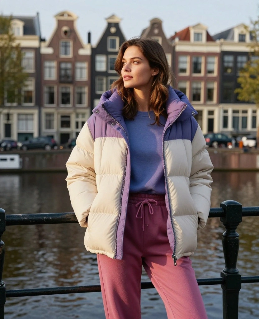 13 Trendy Outfit Ideas for Your Amsterdam Adventure This September! 58 what to wear in Amsterdam in September 13 Trendy Outfit Ideas for Your Amsterdam Adventure This September! - 10. Cozy Puffer Jacket with Casual Wear 1