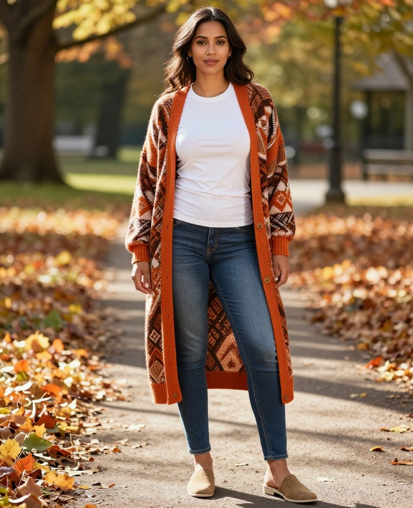 14 Comfy and Cute Outfits for Laid-Back Days in Chicago This October! 22 What to Wear in Chicago in October 14 Comfy and Cute Outfits for Laid-Back Days in Chicago This October! - 4. Layered Tee & Cardigan 1