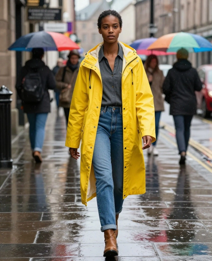 14 Travel Outfits That Will Keep You Cozy in Scotland This October (Spoiler: #5 Is a Must!) 64 What to Wear in Scotland in October 14 Travel Outfits That Will Keep You Cozy in Scotland This October (Spoiler: #5 Is a Must!) - 10. Stylish Raincoat & Waterproof Footwear 1