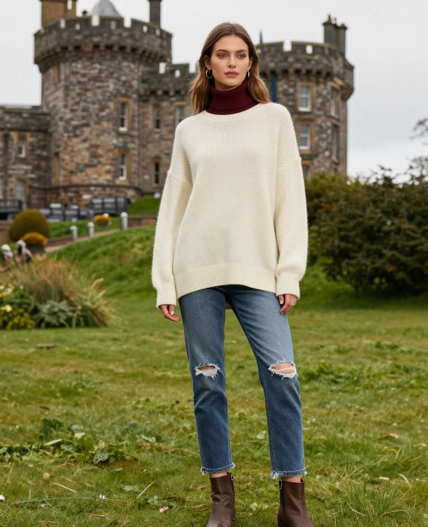 14 Travel Outfits That Will Keep You Cozy in Scotland This October (Spoiler: #5 Is a Must!) 29 What to Wear in Scotland in October 14 Travel Outfits That Will Keep You Cozy in Scotland This October (Spoiler: #5 Is a Must!) - 5. Layered Look: Turtleneck under a Sweater 1