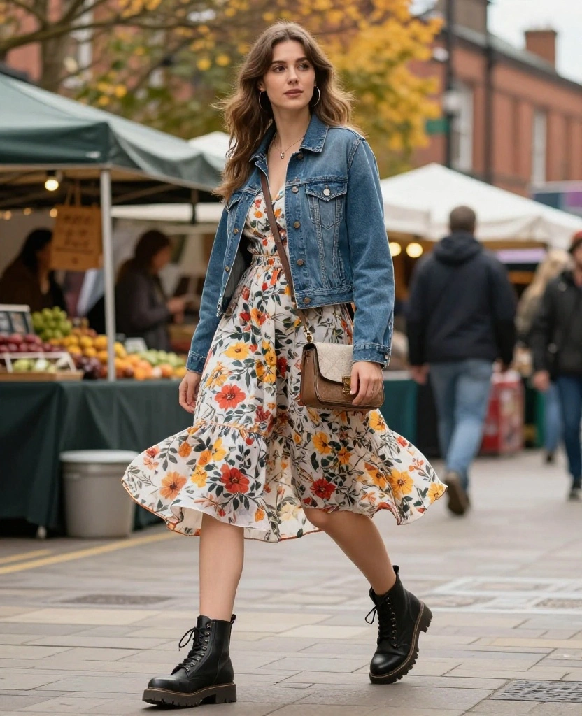 15 Essential Outfits for Your Manchester Trip in October (Pack Like a Pro!) 13 What to Wear in Manchester in October 15 Essential Outfits for Your Manchester Trip in October (Pack Like a Pro!) - 3. Weekend Outing: Dress and Combat Boots 1