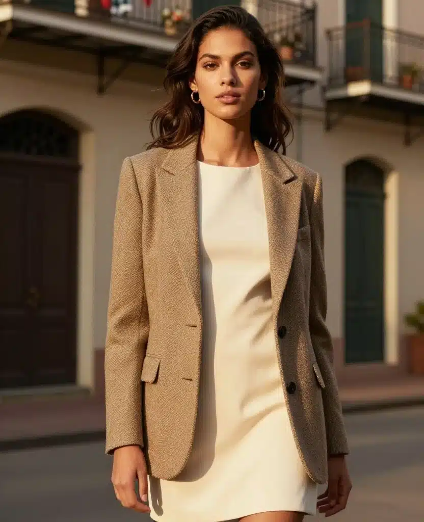 15 Perfect Layering Ideas for a Trendy October in New Orleans (You’ll Love #7!) 87 What to Wear in New Orleans in October 15 Perfect Layering Ideas for a Trendy October in New Orleans (You’ll Love #7!) - 13. Vintage Blazer with a Simple Dress 1