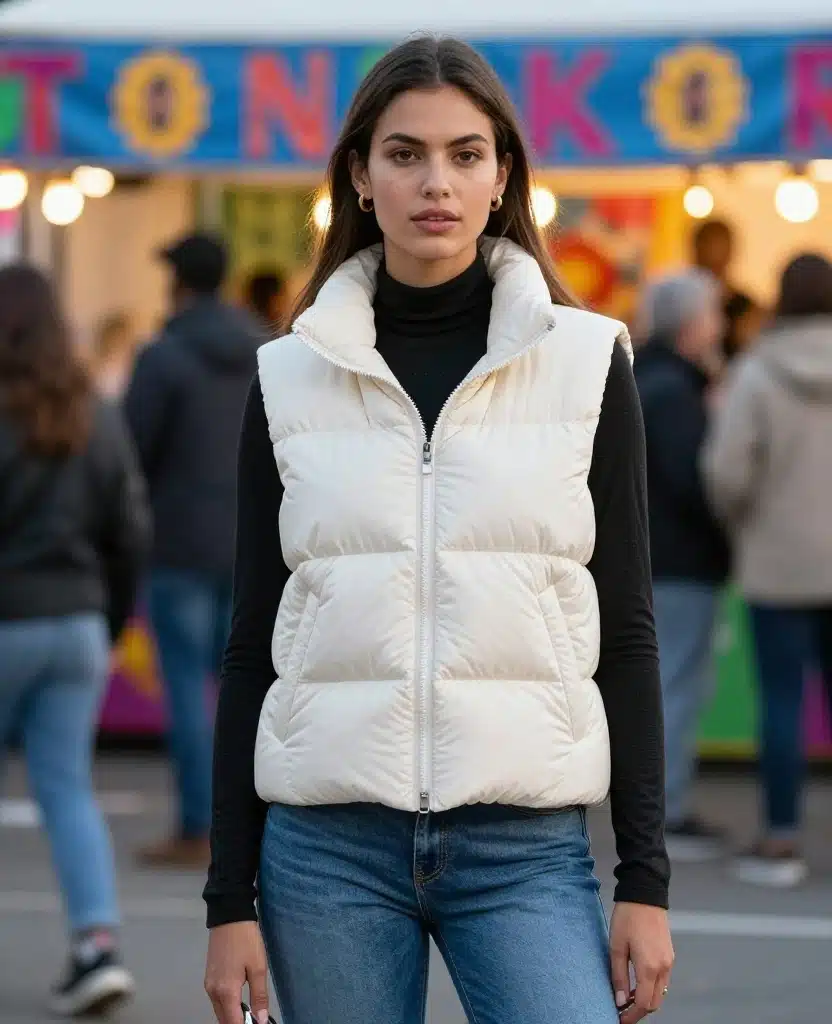 15 Perfect Layering Ideas for a Trendy October in New Orleans (You’ll Love #7!) 94 What to Wear in New Orleans in October 15 Perfect Layering Ideas for a Trendy October in New Orleans (You’ll Love #7!) - 14. Puffer Vest with a Long-Sleeve Shirt and Jeans 1
