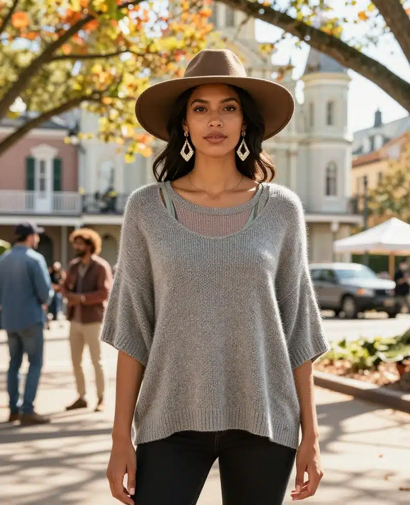 15 Perfect Layering Ideas for a Trendy October in New Orleans (You’ll Love #7!) 8 What to Wear in New Orleans in October 15 Perfect Layering Ideas for a Trendy October in New Orleans (You’ll Love #7!) - 2. Layered Tank Tops with a Lightweight Sweater 1