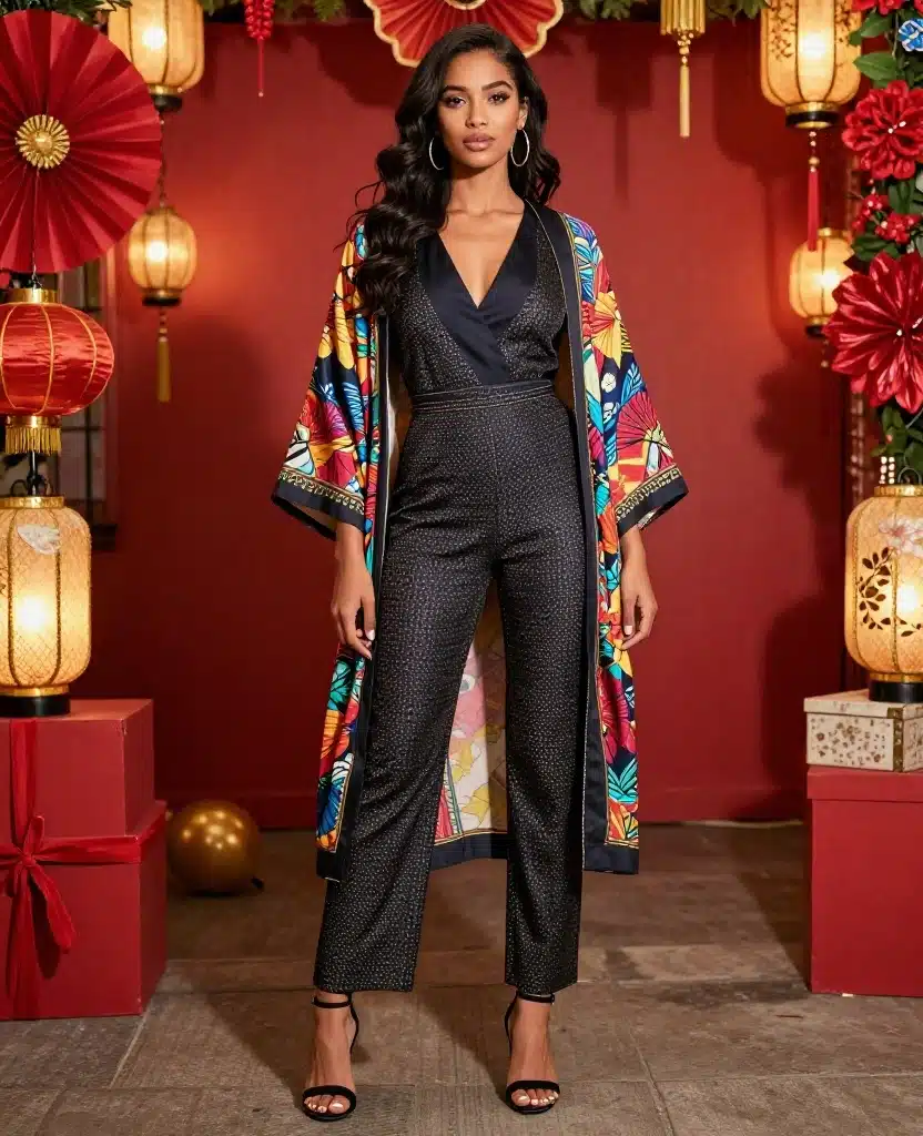 15 Perfect Layering Ideas for a Trendy October in New Orleans (You’ll Love #7!) 15 What to Wear in New Orleans in October 15 Perfect Layering Ideas for a Trendy October in New Orleans (You’ll Love #7!) - 3. Chic Jumpsuit with a Lightweight Kimono 1