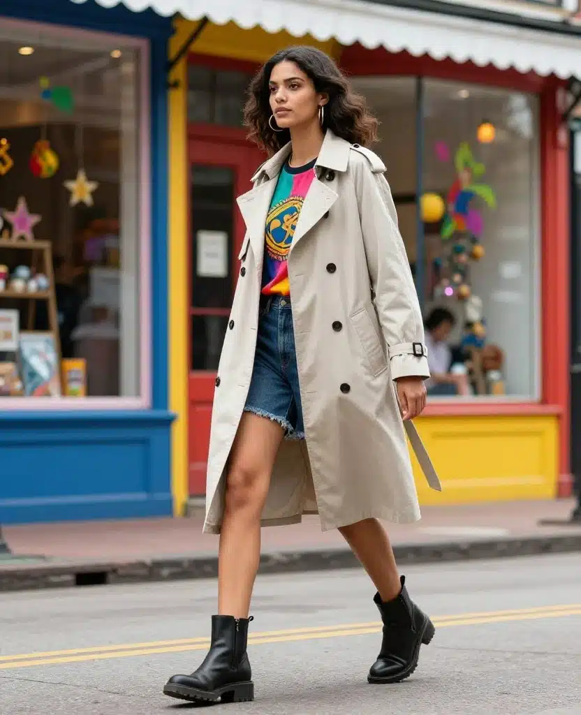 15 Perfect Layering Ideas for a Trendy October in New Orleans (You’ll Love #7!) 22 What to Wear in New Orleans in October 15 Perfect Layering Ideas for a Trendy October in New Orleans (You’ll Love #7!) - 4. Light Trench Coat over a Graphic Tee 1