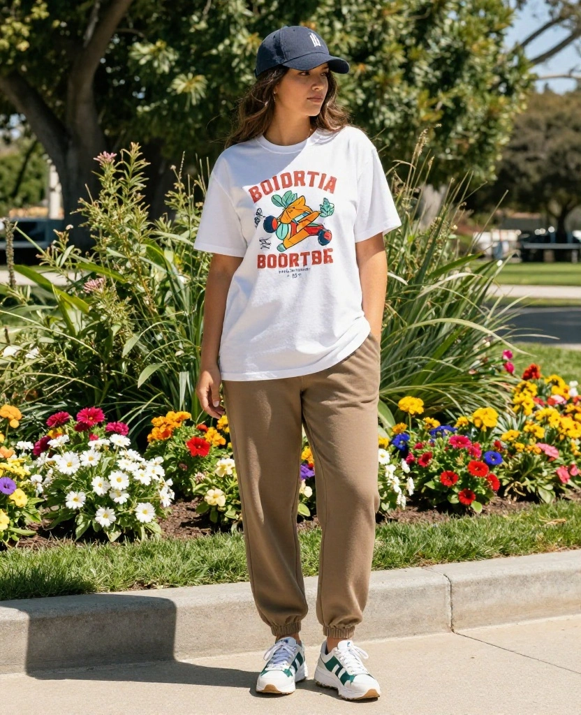 15 Stylish Outfits for Your California Trip This October (You Won't Believe #7!) 87 What to Wear in California in October 15 Stylish Outfits for Your California Trip This October (You Won't Believe #7!) - 13. Casual Cool with a Graphic Tee and Joggers 1