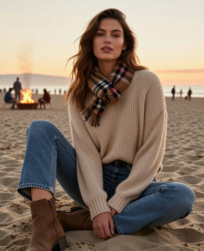 15 Stylish Outfits for Your California Trip This October (You Won't Believe #7!) 15 What to Wear in California in October 15 Stylish Outfits for Your California Trip This October (You Won't Believe #7!) - 3. Cozy Layers with a Chunky Sweater 1