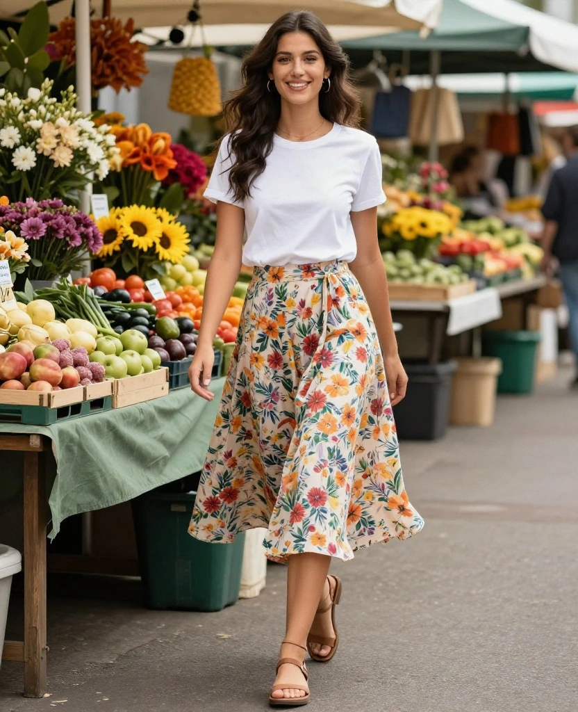 15 Stylish Outfits for Your California Trip This October (You Won't Believe #7!) 36 What to Wear in California in October 15 Stylish Outfits for Your California Trip This October (You Won't Believe #7!) - 6. Effortless Style with a Skirt and Tee 1