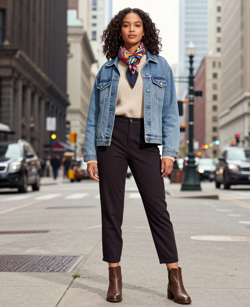 15 Stylish September Wardrobe Ideas for Your Chicago Adventure (Don’t Miss #7!) 1 What to Wear in Chicago in September 15 Stylish September Wardrobe Ideas for Your Chicago Adventure (Don’t Miss #7!) - 1. Layered Chic with Denim Jacket 1