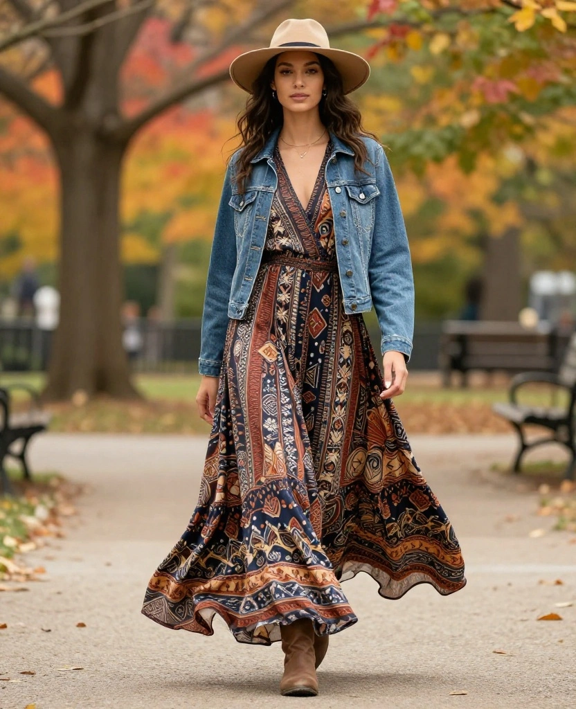 15 Stylish September Wardrobe Ideas for Your Chicago Adventure (Don’t Miss #7!) 59 What to Wear in Chicago in September 15 Stylish September Wardrobe Ideas for Your Chicago Adventure (Don’t Miss #7!) - 9. Bohemian Vibe with Flowy Maxi Dresses 1