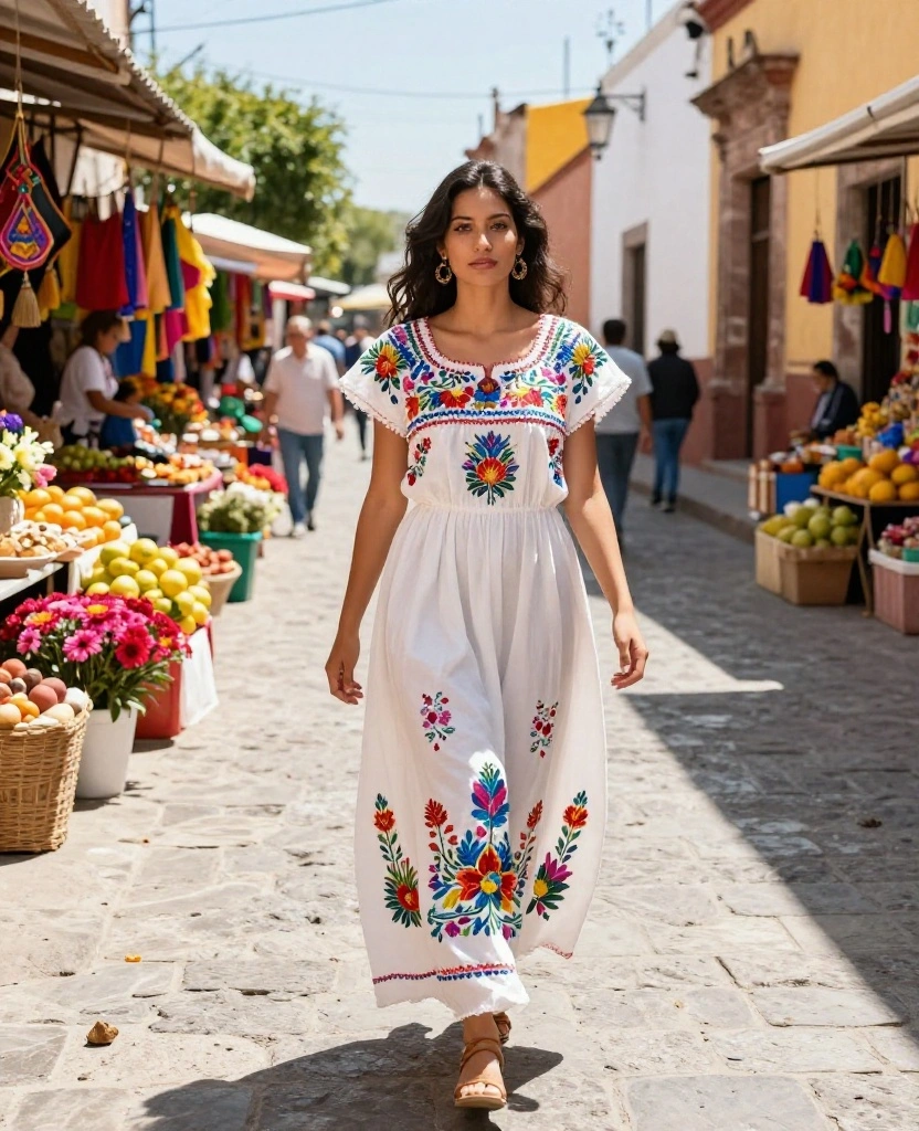 Discover 12 Outfit Ideas for Mexico in October (Perfect for Exploring Cultural Hotspots!) 1 What to Wear in Mexico in October Discover 12 Outfit Ideas for Mexico in October (Perfect for Exploring Cultural Hotspots!) - 1. Flowy Maxi Dress with Embroidered Details 1