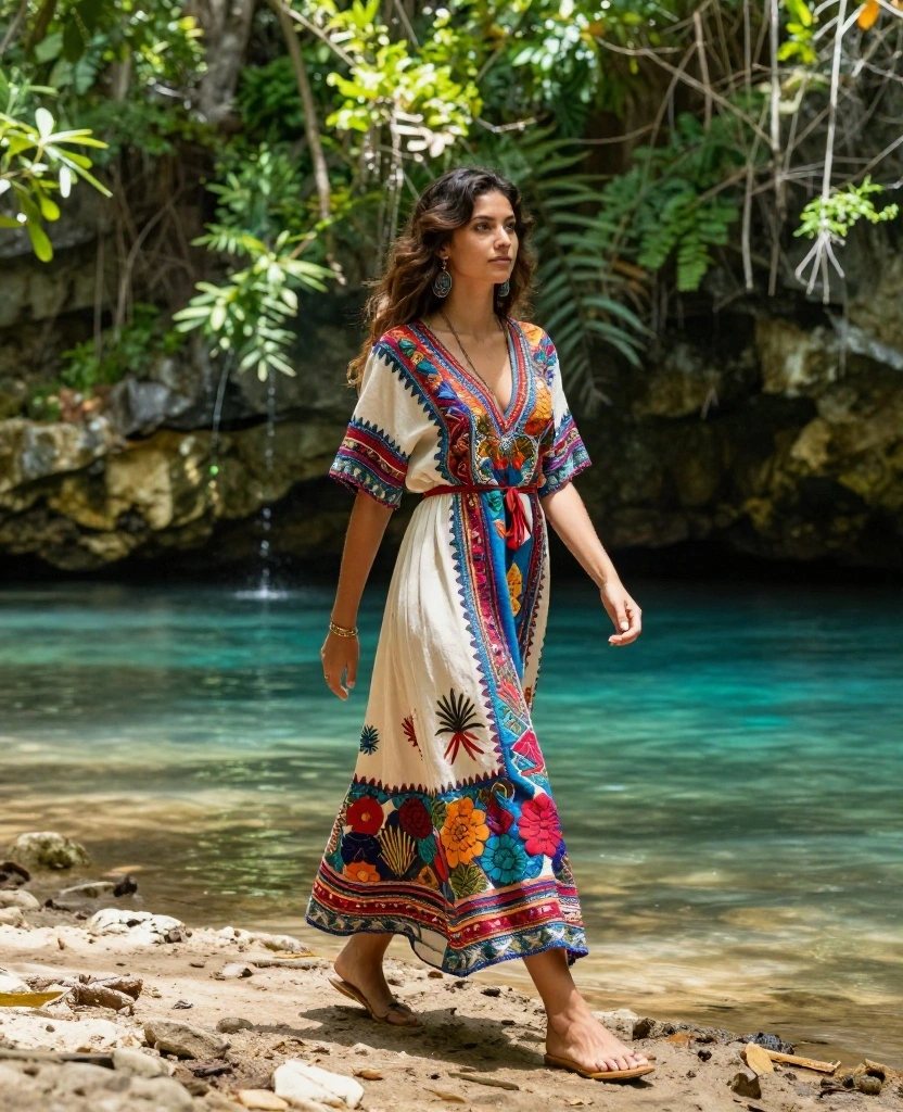 Discover 12 Outfit Ideas for Mexico in October (Perfect for Exploring Cultural Hotspots!) 34 What to Wear in Mexico in October Discover 12 Outfit Ideas for Mexico in October (Perfect for Exploring Cultural Hotspots!) - 6. Bohemian Style Dress with Chunky Sandals 1