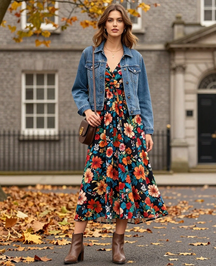 Dress Like a Local: 12 Must-Have Outfits for Dublin in September! 8 What to Wear in Dublin in September Dress Like a Local: 12 Must-Have Outfits for Dublin in September! - 2. Bohemian Maxi Dress with Denim Jacket 1