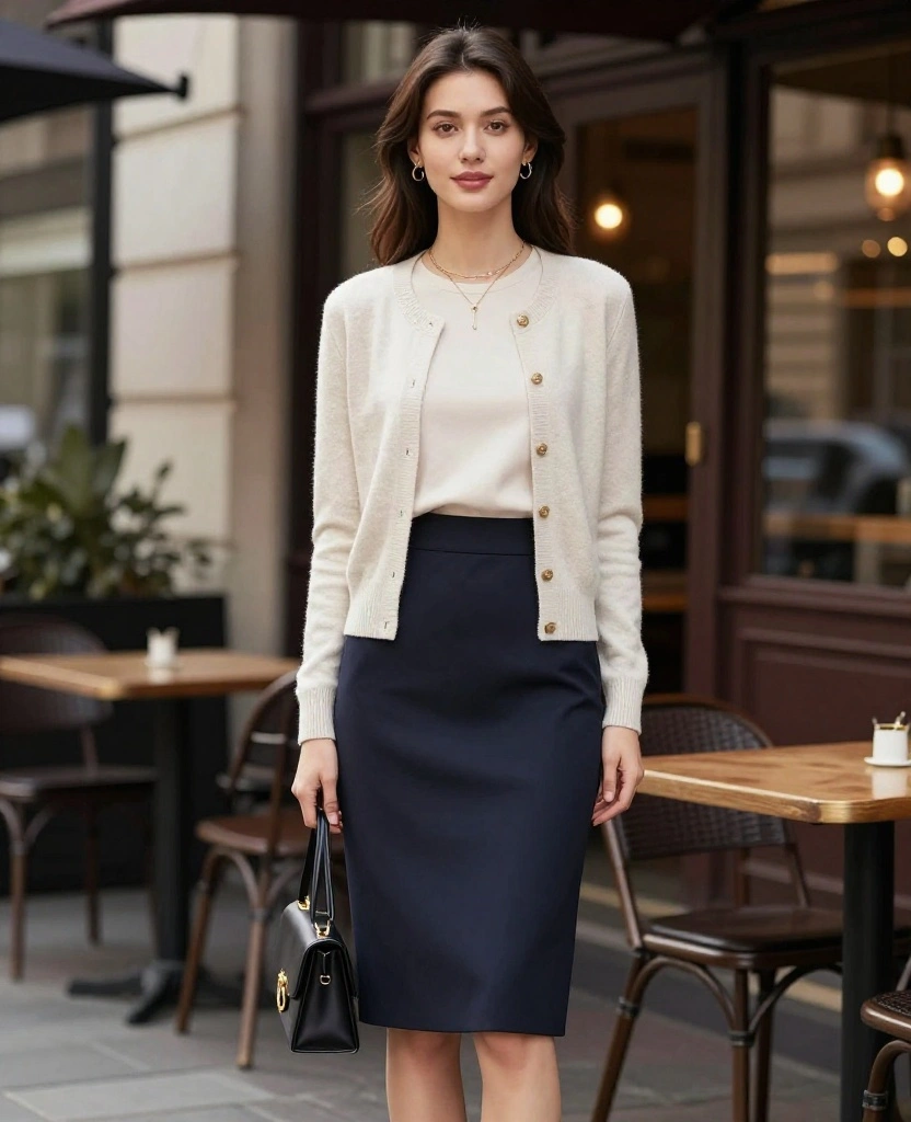 Dress Like a Local: 12 Must-Have Outfits for Dublin in September! 43 What to Wear in Dublin in September Dress Like a Local: 12 Must-Have Outfits for Dublin in September! - 7. Elegant Midi Skirt and Cardigan 1