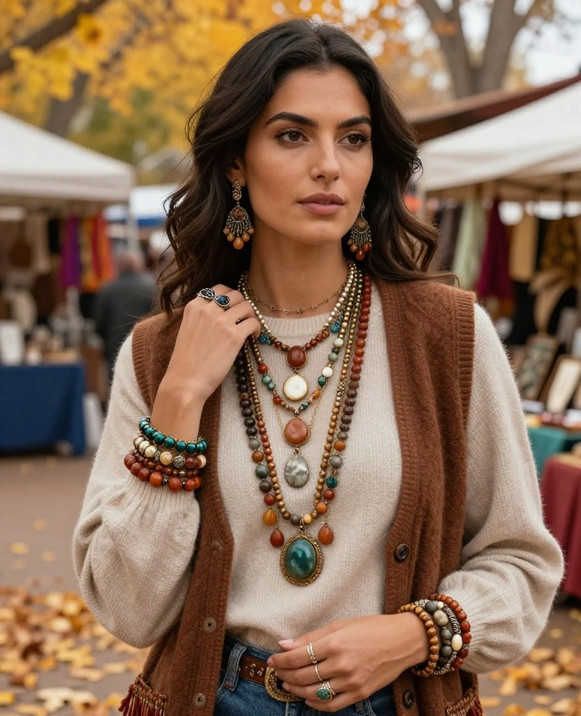 Top 12 Autumn Wardrobe Essentials for Your Santa Fe October Adventure! 57 What to Wear in Scottsdale in October Top 12 Autumn Wardrobe Essentials for Your Santa Fe October Adventure! - 9. Layered Jewelry 1