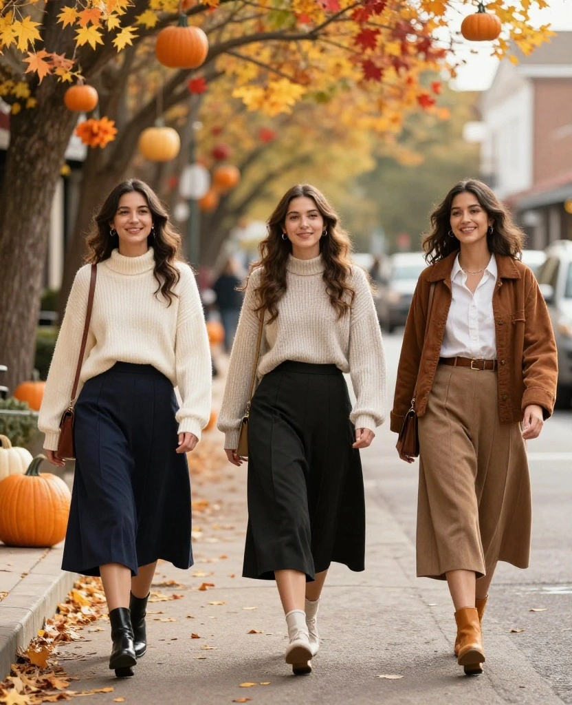 11 Essential Outfits for San Antonio in November (Stay Chic & Cozy!) 36 what to wear in San Antonio in November 11 Essential Outfits for San Antonio in November (Stay Chic & Cozy!) - 6. Midi Skirts and Chunky Sweaters 1
