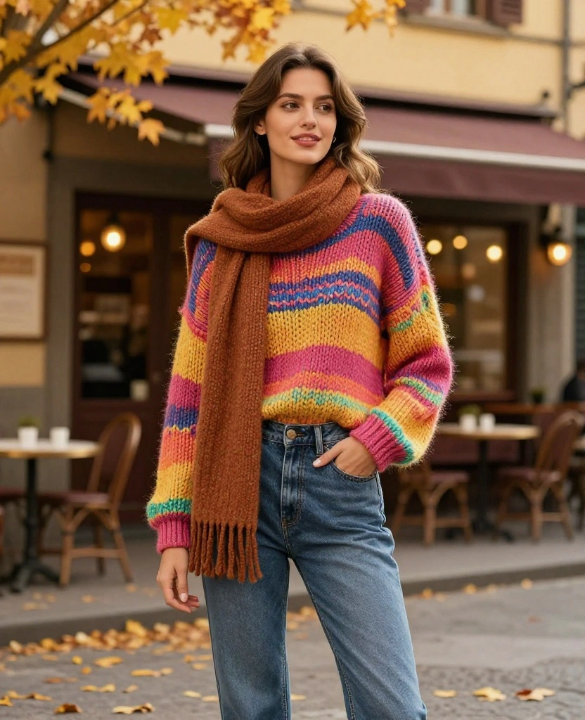 12 Chic Outfit Ideas for Your October Adventure in Florence (You’ll Love #8!) 36 what to wear in Florence in October 12 Chic Outfit Ideas for Your October Adventure in Florence (You’ll Love #8!) - 6. Cozy Knitwear with a Pop of Color 1