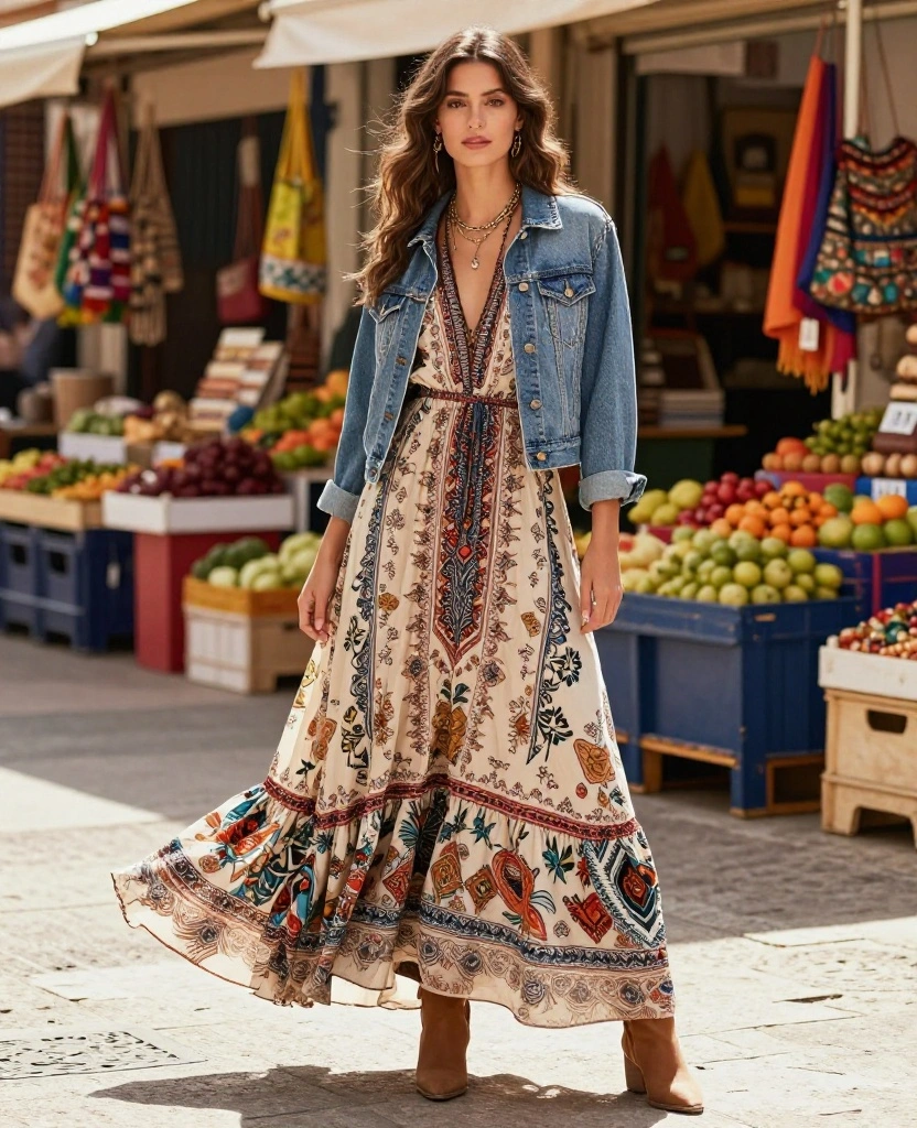 12 Fabulous October Fashion Looks for Exploring Málaga (Find Your Favorite at #8!) 8 what to wear in Málaga in October 12 Fabulous October Fashion Looks for Exploring Málaga (Find Your Favorite at #8!) - 2. Effortless Boho Vibes with Flowy Dresses 1