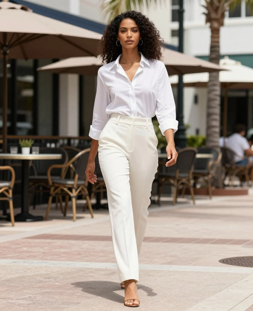 13 Effortless Outfits for a November Day in Fort Lauderdale 59 what to wear in Fort Lauderdale in November 13 Effortless Outfits for a November Day in Fort Lauderdale - 9. Classic White Shirt with Trousers 1