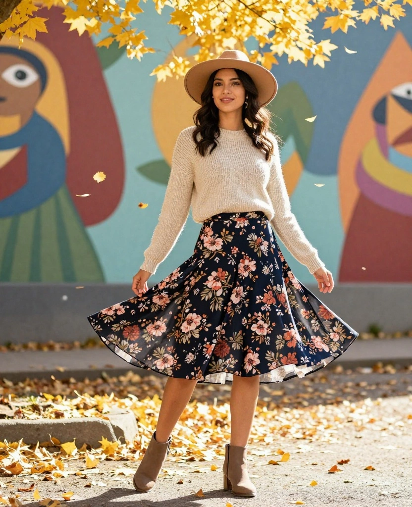 13 Must-Have Travel Outfits for October in Ottawa That Are Too Cute to Miss! 15 What to Wear in Ottawa in October 13 Must-Have Travel Outfits for October in Ottawa That Are Too Cute to Miss! - 3. Flirty Floral Skirts 1
