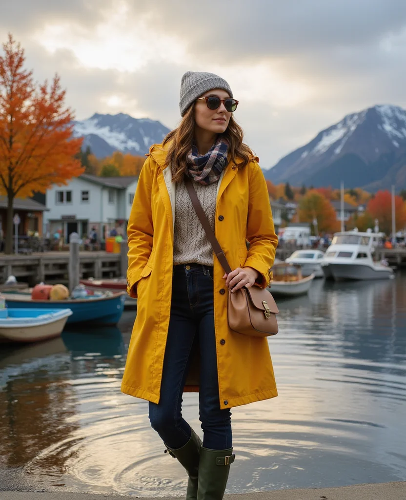 13 Travel Outfits for Anchorage in October That Will Keep You Comfy While Exploring! 89 What to Wear in Anchorage in October 13 Travel Outfits for Anchorage in October That Will Keep You Comfy While Exploring! - 13. Stylish Rain Gear: Raincoats and Wellies 1