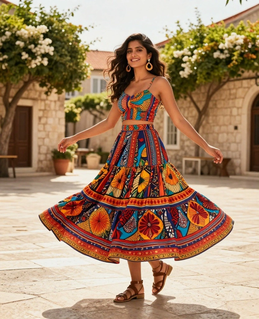 14 Chic Travel Outfits for Split in October (Perfect for Every Occasion!) 45 what to wear in Split in October 14 Chic Travel Outfits for Split in October (Perfect for Every Occasion!) - 7. Vibrant Skirt and Crop Top Combinations 1
