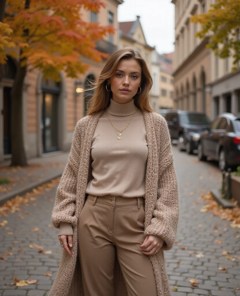 14 Chic Wrocław Outfits for October That Will Elevate Your Travel Style! 80 what to wear in Wrocław in October 14 Chic Wrocław Outfits for October That Will Elevate Your Travel Style! - 12. Soft Tones with Textured Layers 1