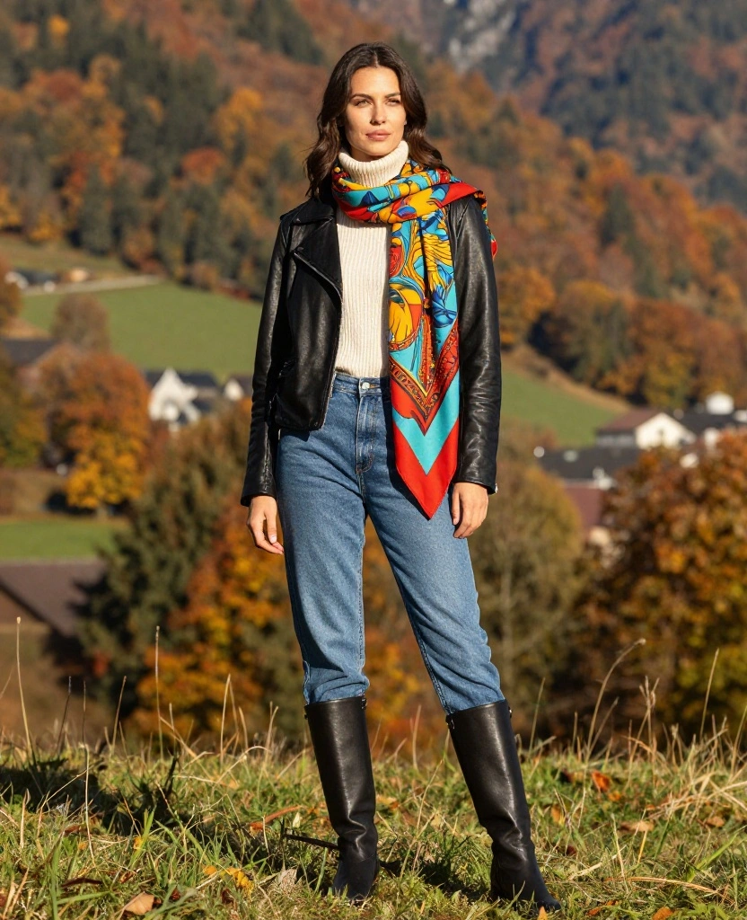 14 Outfit Ideas for a Stylish October in Innsbruck (Don't Skip #8!) 22 what to wear in Innsbruck in October 14 Outfit Ideas for a Stylish October in Innsbruck (Don't Skip #8!) - 4. Layered Turtleneck with a Statement Scarf 1
