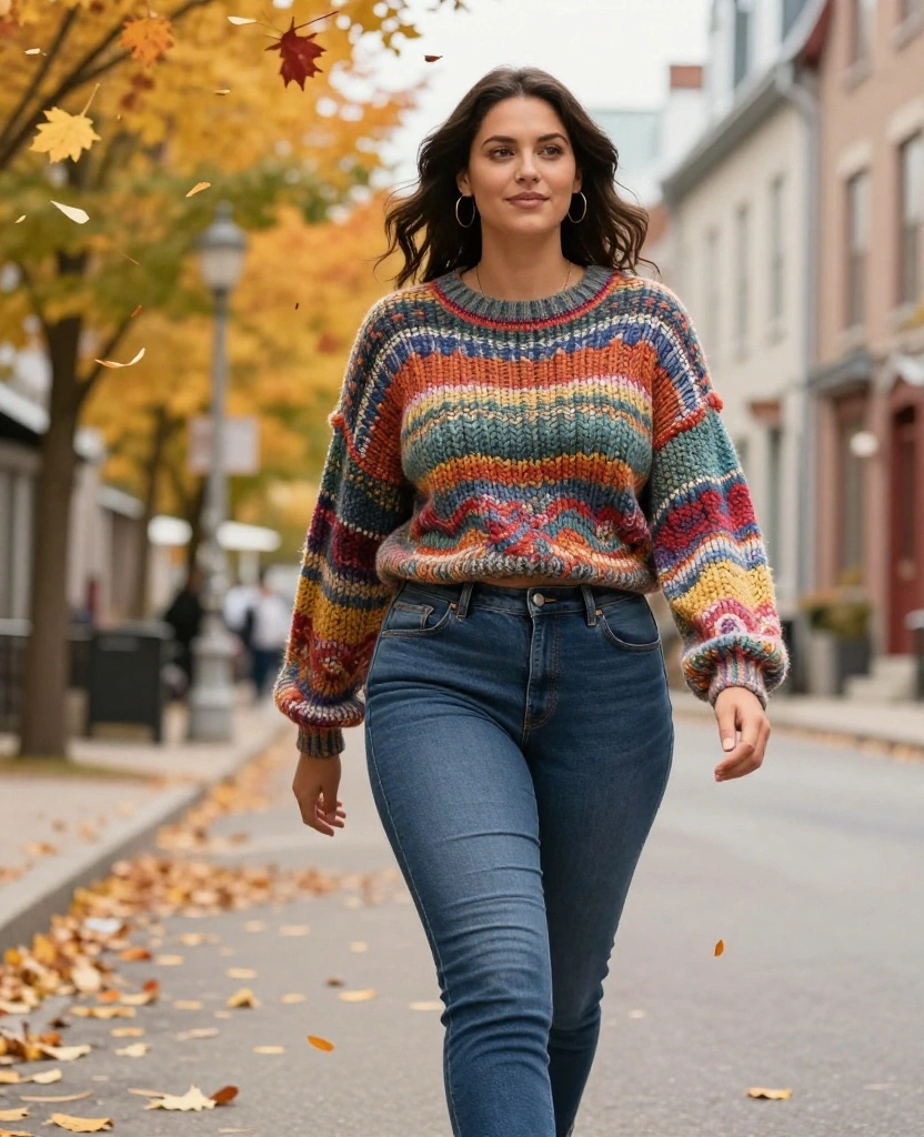 14 Trendy Outfits to Rock in Québec City This October (You’ll Love #6!) 62 What to Wear in Québec City in October 14 Trendy Outfits to Rock in Québec City This October (You’ll Love #6!) - 10. Colorful Chunky Knits 1