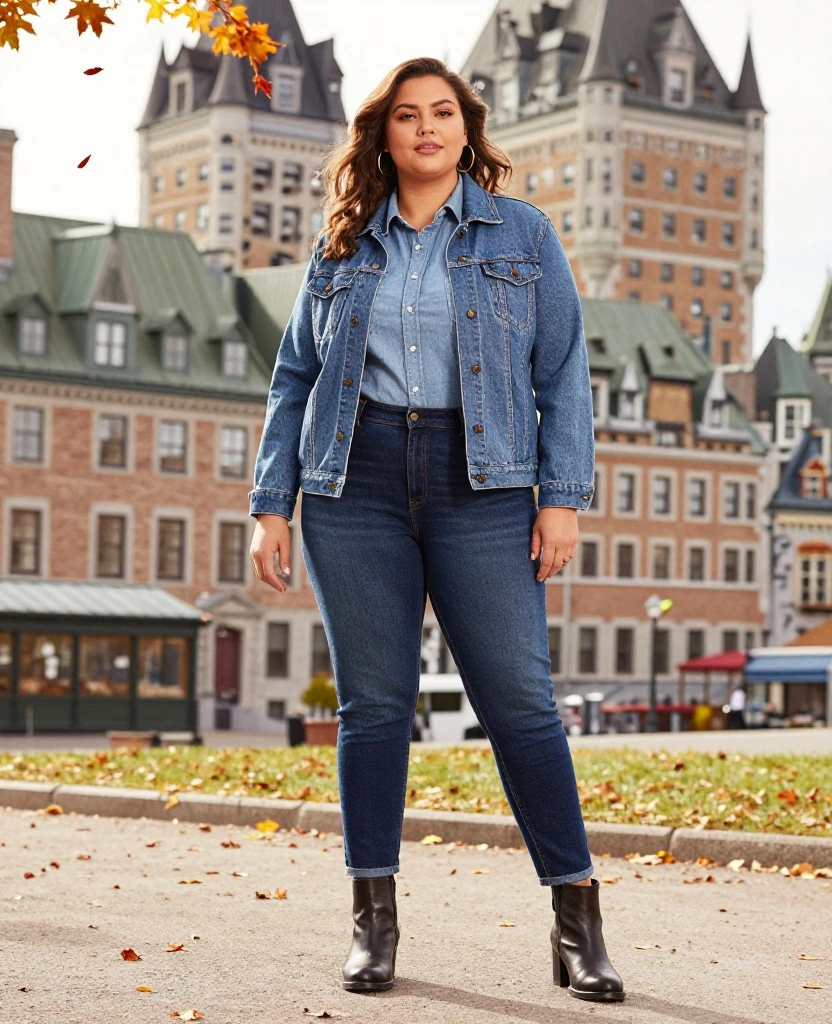 14 Trendy Outfits to Rock in Québec City This October (You’ll Love #6!) 15 What to Wear in Québec City in October 14 Trendy Outfits to Rock in Québec City This October (You’ll Love #6!) - 3. Trendy Denim on Denim 1